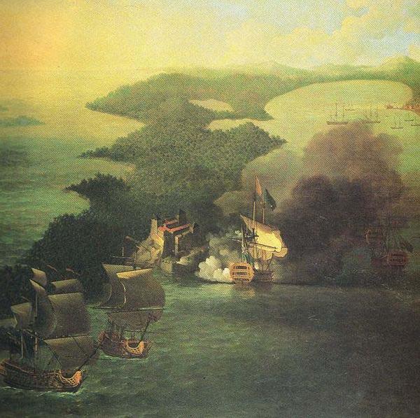 Samuel Scott Admiral Vernon capture of Porto Bello in 1739. oil painting image